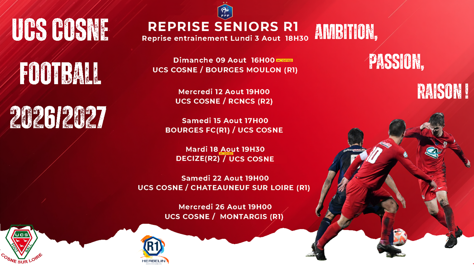 RÉGIONAL 1 & RÉGIONAL 3 : Le calendrier paru